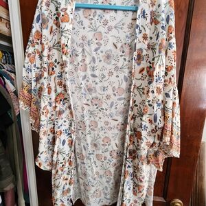 Elegant Floral Open-Front Kimono